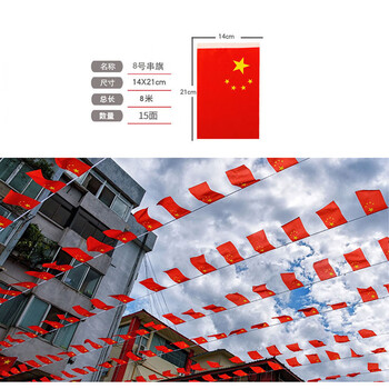 易利丰（elifo）小国旗串旗中国小红旗串旗五星红旗串连装饰教室氛围公司庆祝办公室红色悬挂小彩旗子8号100面30米