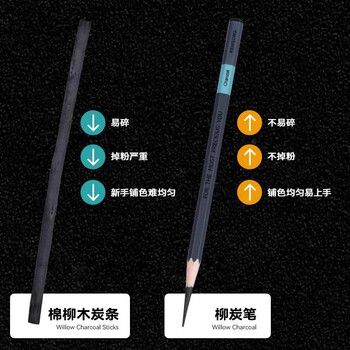 瑞萌特柳炭笔软炭8支/盒美术生专用棉柳木炭条瑞蒙特国画用的木炭条速写起稿打型黑色素描炭精条软炭