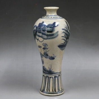 2c4-55中国古玩 古美術 清中期 染付花瓶 梅瓶-