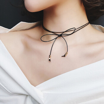 网红颈饰锁骨链女短款颈带脖子饰品蕾丝简约项圈学生日韩黑色项链3只