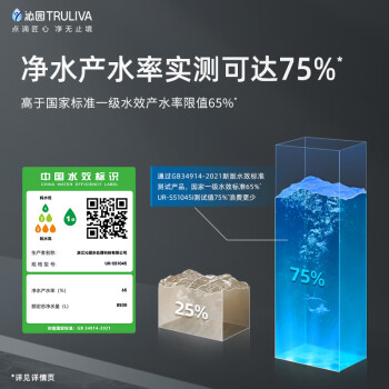 沁园（TRULIVA）净水器机家用排行前十名 小白鲸1000Gpro 6年RO反渗透过滤器 厨下式直饮水机一体3L/分钟UR-S51045