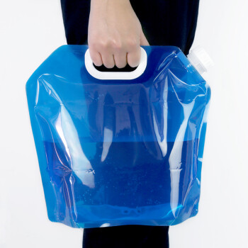 佰伶佰俐户外储水袋 自驾野营便携手提可折叠大容量水袋 旅游载水桶 10L蓝色