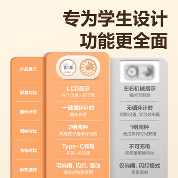 得力（deli）【全网低价】学生双屏可视化计时器时钟时间管理器一键倒计时闹钟多功能定时器开学文具生日礼物