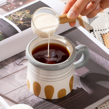 贝瑟斯陶瓷马克杯带盖喝水杯子复古咖啡杯泡茶杯早餐牛奶杯高颜值伴手礼