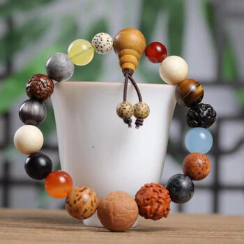 手串女菩提子灵隐寺十八籽手链多宝佛珠法物流通处星月手串杭 十八子