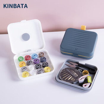 KINBATA 家用针线盒套装彩色缝衣线迷你收纳整理盒6件套 白色