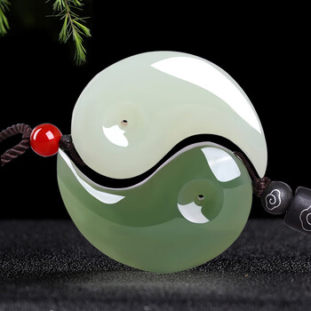 欢芬涵怡和田玉龙凤情侣一对白玉太极阴阳鱼玉吊坠男女款双鱼玉佩玉坠