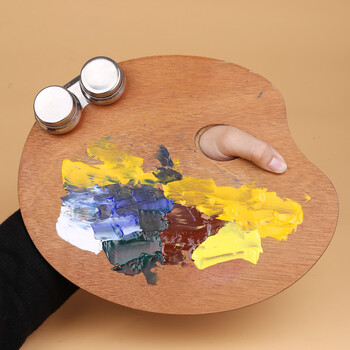 中盛画材40*50CM封油调色板木制光滑椭圆形油画水粉丙烯颜料调色盘木制质儿童成人美术写生
