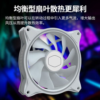 酷冷至尊(CoolerMaster)MasterFan MF120 HALO 白色版ARGB机箱风扇(均衡型风扇/ARGB灯效/吸音降噪)