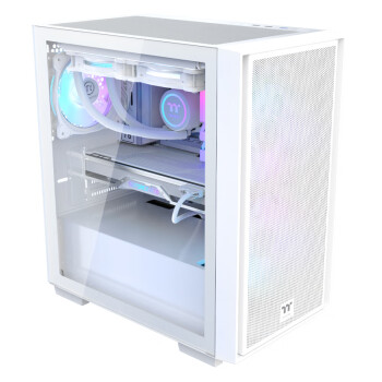 Thermaltake（Tt）启航者F4 白色 Mini小机箱水冷电脑主机（支持MATX主板/钢化玻璃侧透/铁网面板/支持背线）