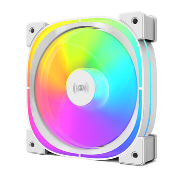 超频3（PCCOOLER）EF120 白色 ARGB 12CM机箱风扇（双光圈/减震低噪/PWM智能/5V神光同步/配螺丝）