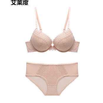 艾莱度 女士文胸套装女无钢圈聚拢胸罩舒适性感少女蕾丝内衣 肤色 38b