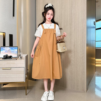 予彼小学生衣服女9-12岁时尚装夏季童背带裙夏装2023儿童洋气孩装裙子