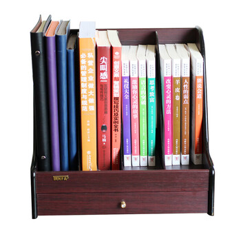信发TN-8104 木质办公桌面文件框 高档四格带抽屉木质资料架 文件架 杂志书架 书立