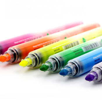 派通（Pentel ）SXS15 按动荧光笔 手账记号笔标记笔 伸缩式大容量荧光笔可换芯 4.5mm 粉色