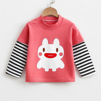 儿童长袖t恤春季长袖上衣童装套头衫 ht红底白可爱 80cm【图片 价格 