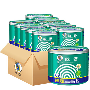 【整箱】李字无烟檀香型30单盘装蚊香(塑筒装)*12盒