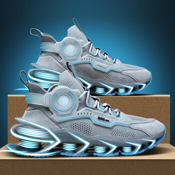 斯凯奇男鞋新款潮跑鞋夏季鞋子炫酷国风国潮跑步男 灰蓝(经典款) 40