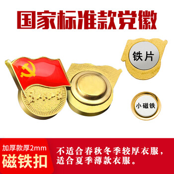 易利丰（elifo）【不褪色】镀金标准款新党员徽章 最新版2024党徽胸章磁吸强磁双面大磁扣 厚度2mm 10个装