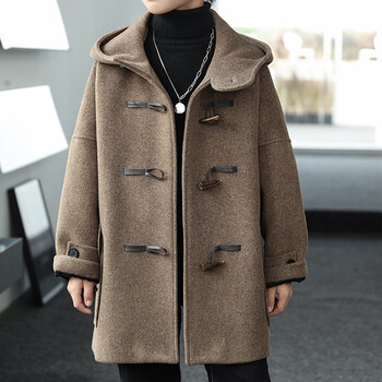 维泊茵男童呢大衣2022新款英伦风冬季儿童加厚牛角扣毛呢外套男孩帅