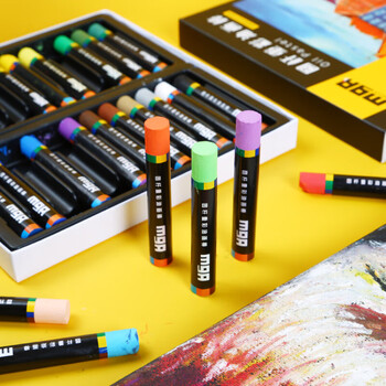 晨光（M&G）重彩油画棒儿童安全蜡笔可水洗涂鸦圆杆学生美术绘画套装涂色ZGM91134 24色/盒