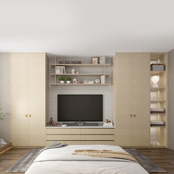 米兰纳衣柜定制主卧室电视机柜背景墙整墙定做现代简易三门四门整体大