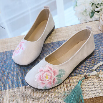 悦西尼平底软底复古民族风绣花鞋女妈妈鞋布鞋古风浅口禅意茶服鞋