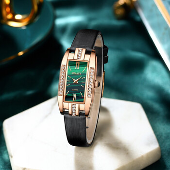 【女士礼物】欧美时(omays)小绿表手表女士新款时尚小方盘石英女表