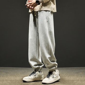 nasaabout灰色卫裤男春秋款束脚美式潮牌运动休闲长裤加绒裤子男生