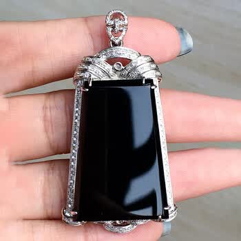 禧凤楼逸之璟天然缅甸老坑a货冰种墨翠帝王绿底无事牌18k金镶嵌翡翠