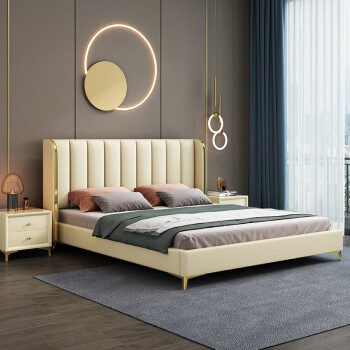 雅兰小街床 意式轻奢软体床现代简约实木床家用1