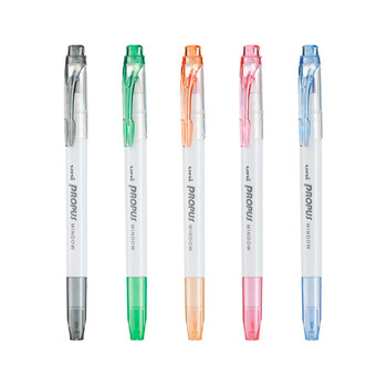 三菱（uni）双头荧光记号笔 学生作业手账绘画标记笔彩色笔 细0.4mm粗4mm PUS-103T 1支/袋 烟蓝色