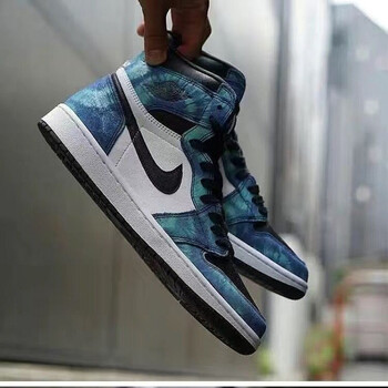 【官方旗舰】aj男女鞋高帮篮球鞋男鞋aj女鞋运动休闲板鞋黑曜石扎染