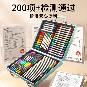 美乐童年儿童画画绘画套装画笔套装蜡笔水彩笔丙烯马克笔彩铅水彩男女孩美术画笔生日新年礼物礼盒画画笔