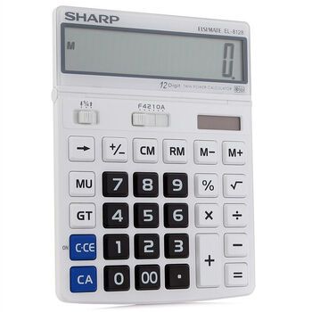 夏普（SHARP） EL-8128-WH 大屏大字大键商务办公计算器 （莹白色）