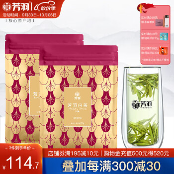 芳羽安吉白茶2023新茶绿茶一级茶叶口粮茶袋装茶250g