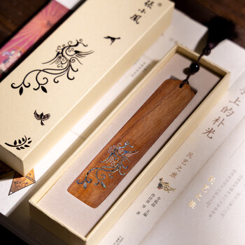 張小鳳书签中国风古风创意礼物 毛笔文房四宝书房摆件紫光檀小叶紫檀木质书签 凤之灵小叶紫檀款