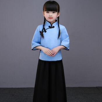duckkids同款儿童民国风服装 民国学生装演出服 女五四青年装 古装
