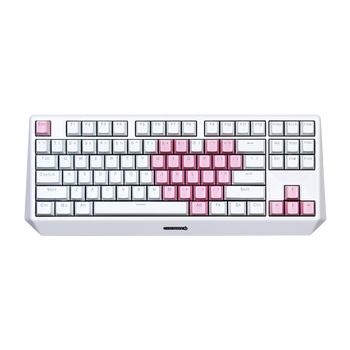 0个性创意定制oem游戏无冲电竞外设打字办公87机械键盘 白色粉爱心87