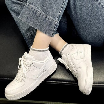 耐克nikeairforce1纯白珍珠af1空军一号女厚底低帮休闲运动dq0385