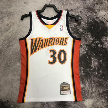 山头林村复古球衣勇士队30号球衣大网眼球迷版夏宽松篮球服背心男女