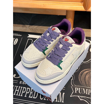 绿野客查尔斯桃心鞋韩国happyheart查尔斯桃心小白鞋紫色板鞋女小众星