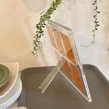 中间凹槽6宫格亚克力相框透明磁吸3寸拍立得爱豆小卡桌面展示摆台 6