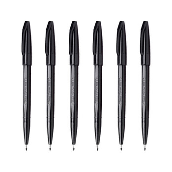 派通（Pentel ）签字笔草图勾线笔速写漫画手绘笔设计构图笔秀丽笔记号笔S520黑色6支装