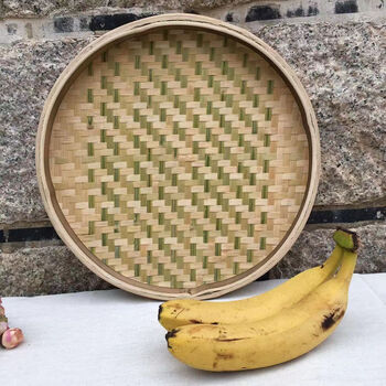 匡易晒东西的筛子长硕竹编簸箕竹筛子圆簸箕竹匾家用晾晒竹制品 无孔