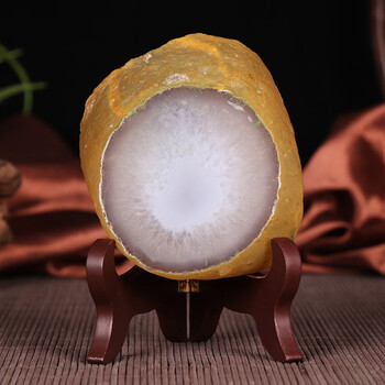 天御阁天然巴西水胆玛瑙原石摆件雕刻手把件招财水晶聚宝盆摆设工艺品