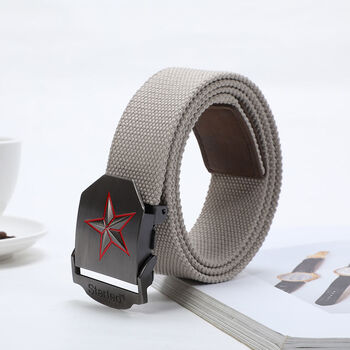 懒人腰带男帆布腰带自动平滑扣男士皮带时尚青年学生女士军训裤带