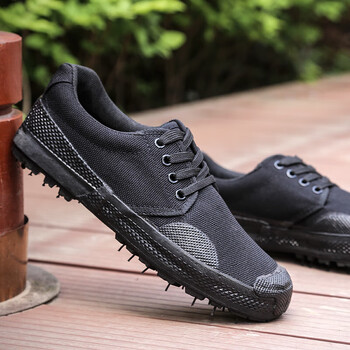 耐磨工地劳保胶鞋女帆布鞋解放鞋男劳动鞋黑色35码改良版解放鞋时尚款