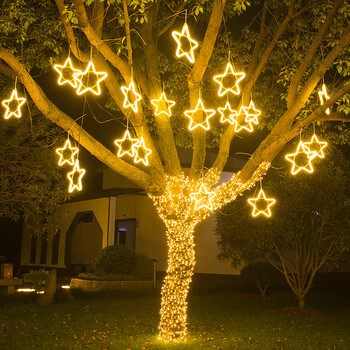 led五角星挂灯户外led五角星户外防水满天星节日造型街道美陈工程树木