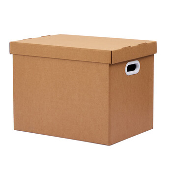 于字简 带塑料扣手纯色纸箱收纳盒带盖特硬纸箱中号5个装 39*30*30cm 5325